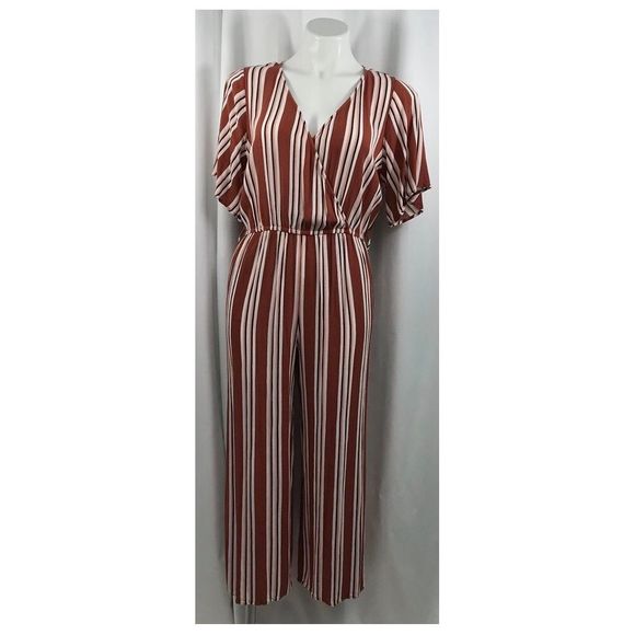 Sky and Sparrow Pants - Sky And Sparrow Stripe Suplice Jumpsuit